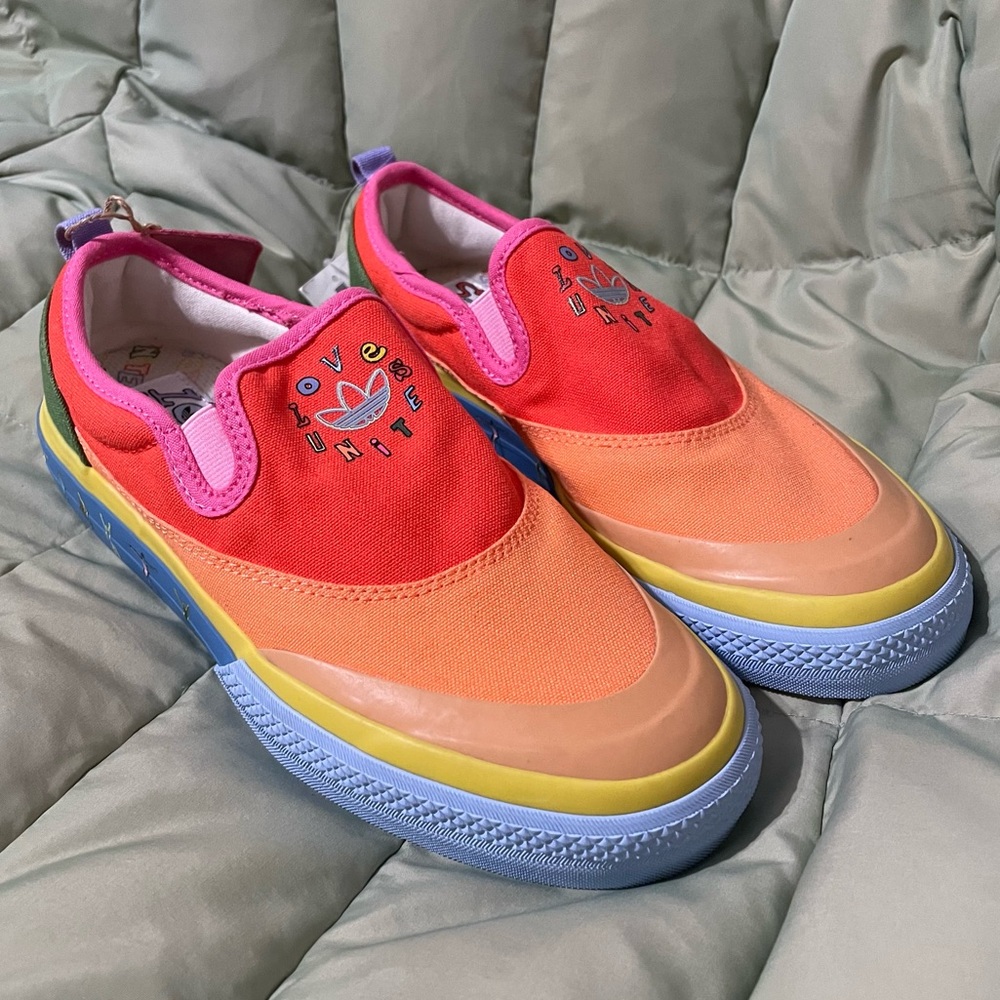 Adidas PRIDE Slip ons size 8.5